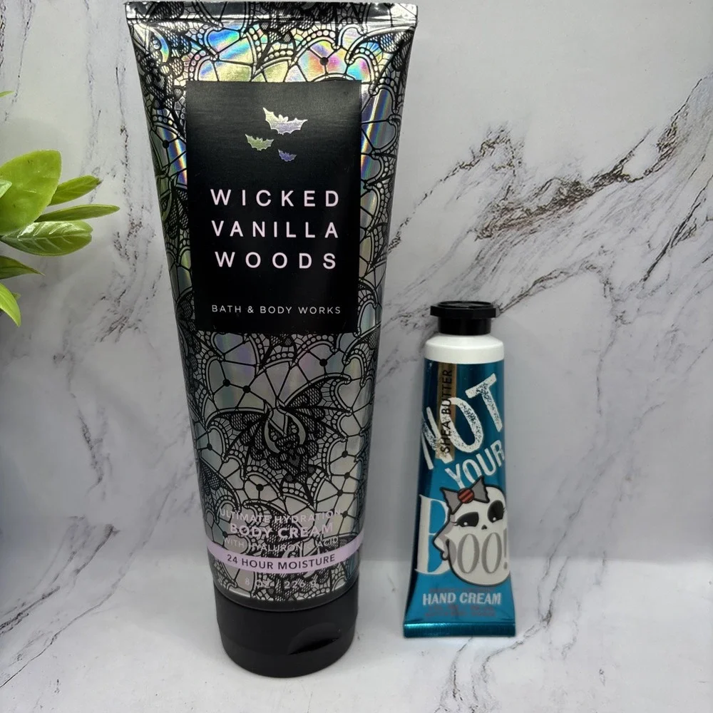 Bath & Body Works Halloween Wicked Vanilla Woods Cream & Not Your Boo! Lot New